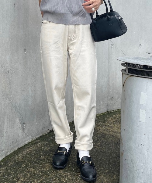 andme（アンドミー）の「コットンハイウエストテーパードカーブパンツ（その他パンツ・レディース・ブラック/オフホワイト/ベージュ/ライトベージュ/グリーン/ライトイエロー/ピンク系その他/ブラウン・S/L/XL/M）」の11枚目の写真