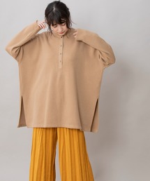 Munich（ミューニック）の「ウールミックスワッフルヘンリーネックビッグプルオーバー（Tシャツ/カットソー・レディース）」