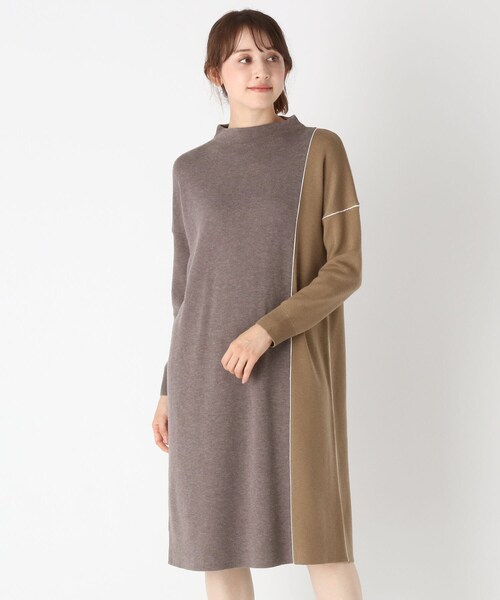 Soup スープ の 大きいサイズあり 13号 バイカラーニットワンピース ワンピース Wear