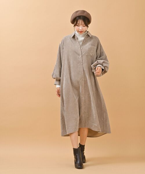 rps（アールピーエス）の「ＥＮコールバルーン袖シャツワンピース（シャツワンピース・レディース・ブラック/グレイッシュベージュ/アイボリー/ラベンダー/チャコールグレー・M/フリー）」の16枚目の写真