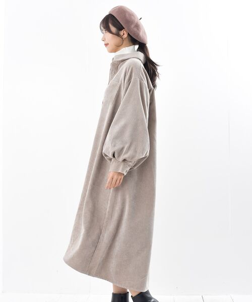 rps（アールピーエス）の「ＥＮコールバルーン袖シャツワンピース（シャツワンピース・レディース・ブラック/グレイッシュベージュ/アイボリー/ラベンダー/チャコールグレー・M/フリー）」の7枚目の写真