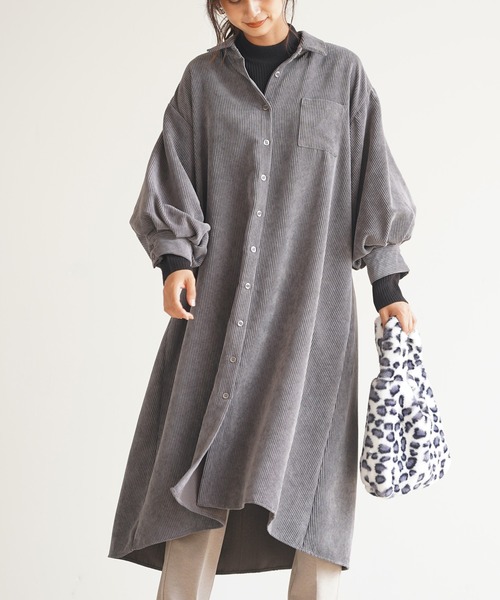 rps（アールピーエス）の「ＥＮコールバルーン袖シャツワンピース（シャツワンピース・レディース・ブラック/グレイッシュベージュ/アイボリー/ラベンダー/チャコールグレー・M/フリー）」の2枚目の写真