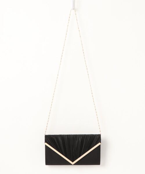 STYLEBLOCK(スタイルブロック)の「Vカットプリーツパーティークラッチバッグ(クラッチバッグ・レディース・シルバー/ブラック/ベージュ・FREE)」の2枚目の写真