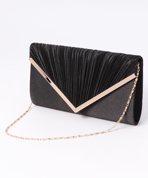 STYLEBLOCK(スタイルブロック)の「Vカットプリーツパーティークラッチバッグ(クラッチバッグ・レディース・シルバー/ブラック/ベージュ・FREE)」の4枚目の写真