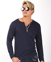 スラブキーネック長袖Tシャツ