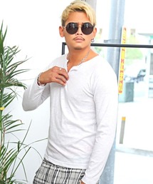 スラブキーネック長袖Tシャツ