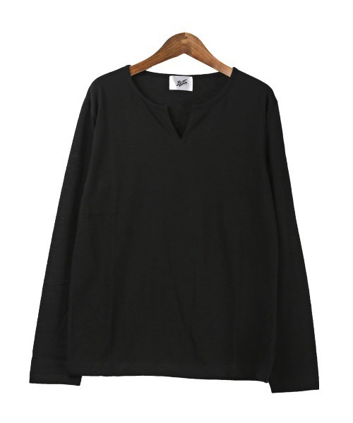 LUXSTYLE（ラグスタイル）の「スラブキーネック長袖Tシャツ（Tシャツ/カットソー・メンズ・ホワイト/ブラック/ネイビー/グレー/カーキ/ピンク・L/XL/M）」の16枚目の写真