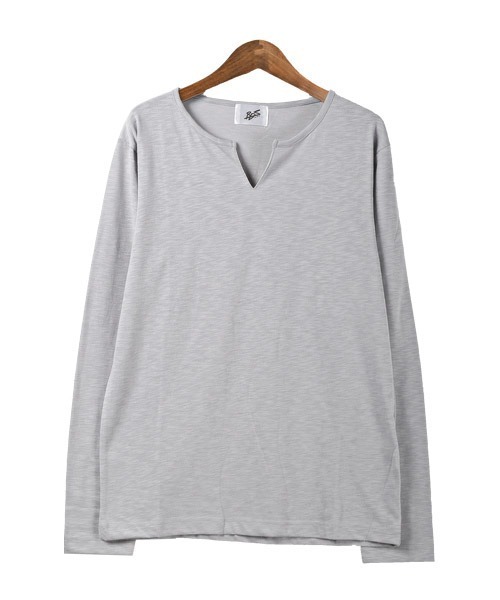 LUXSTYLE（ラグスタイル）の「スラブキーネック長袖Tシャツ（Tシャツ/カットソー・メンズ・ホワイト/ブラック/ネイビー/グレー/カーキ/ピンク・L/XL/M）」の18枚目の写真