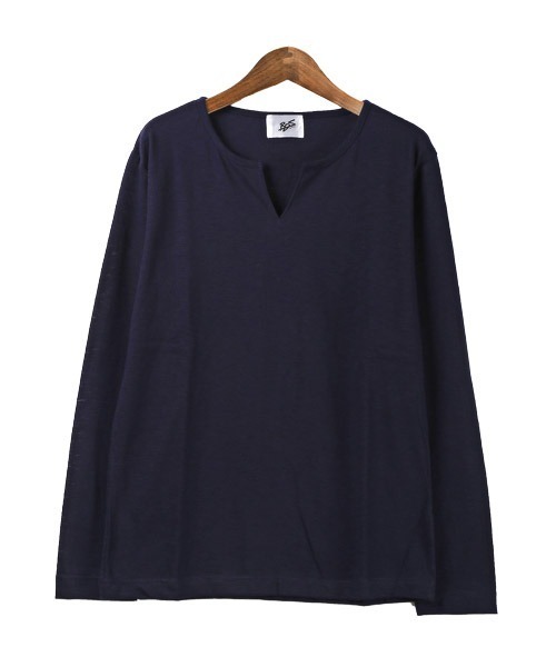 LUXSTYLE（ラグスタイル）の「スラブキーネック長袖Tシャツ（Tシャツ/カットソー・メンズ・ホワイト/ブラック/ネイビー/グレー/カーキ/ピンク・L/XL/M）」の19枚目の写真