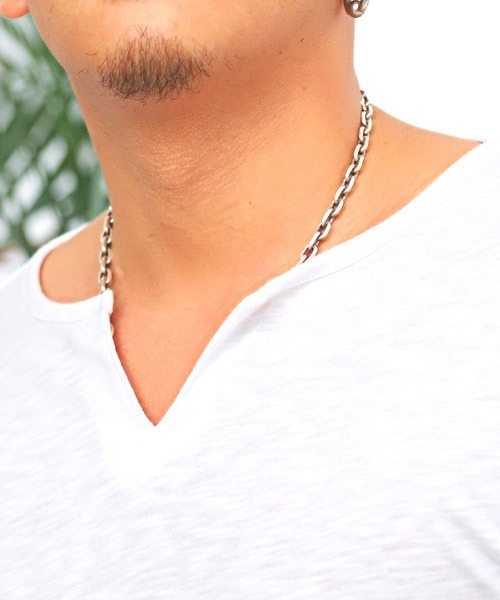 LUXSTYLE（ラグスタイル）の「スラブキーネック長袖Tシャツ（Tシャツ/カットソー・メンズ・ホワイト/ブラック/ネイビー/グレー/カーキ/ピンク・L/XL/M）」の21枚目の写真