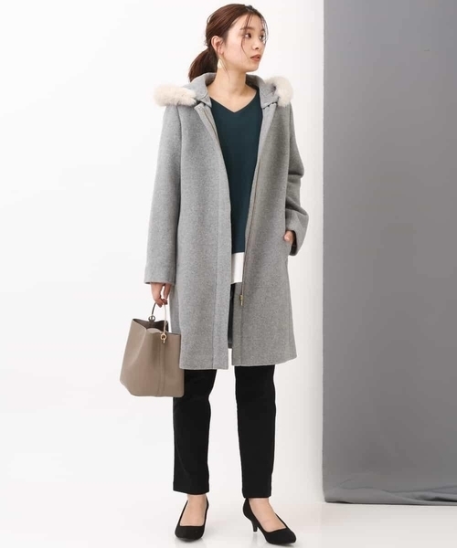 セール 2way フードファーコート ノーカラーコート A V V アーヴェヴェ のファッション通販 Zozotown