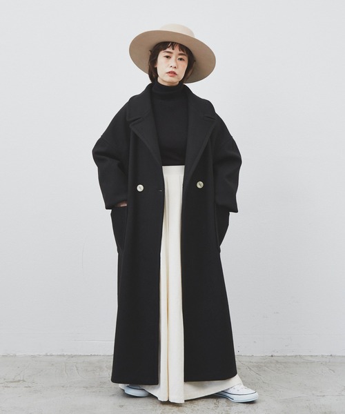 Libra Cue（リブラ キュー）の「ダブルロングチェスターコート（チェスターコート・レディース・ブラック/ベージュ/ネイビー・FREE）」の16枚目の写真