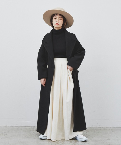 Libra Cue（リブラ キュー）の「ダブルロングチェスターコート（チェスターコート・レディース・ブラック/ベージュ/ネイビー・FREE）」の7枚目の写真