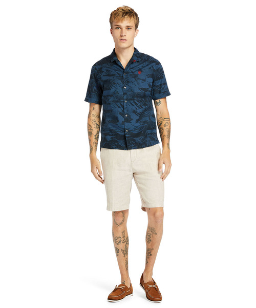 Timberland（ティンバーランド）の「メンズ 半袖 オールオーバー プリント リゾート シャツ（シャツ/ブラウス・メンズ・ネイビー/ブルー・SMALL/MEDIUM/LARGE/X-LARGE/XX-LARGE）」の10枚目の写真