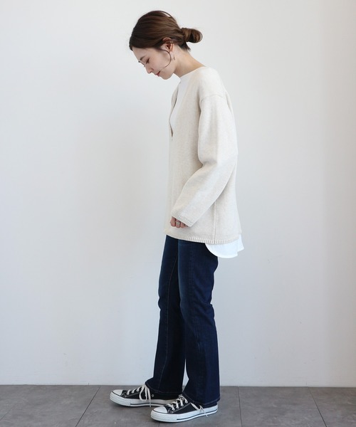 AMERICAN HOLIC（アメリカンホリック）の「深Vネックニットプルオーバー　＊●（ニット/セーター・レディース・ネイビー/ミント/オートミール/LT.Gray・MEDIUM/LARGE）」の6枚目の写真