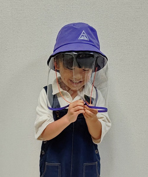 GRIN BUDDY(グリンバディ)の「【GRIN BUDDY/グリンバディ】キッズフェイスシールドつき撥水ハット/Kids Obey Hat(ハット・キッズ・ブラック/パープル/カーキ・52/54)」の4枚目の写真