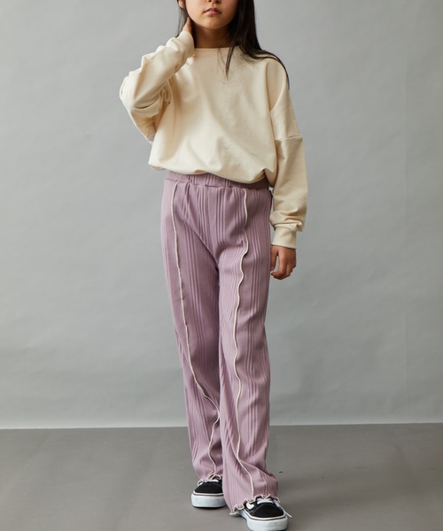 ＆yam（アンドヤム）の「ランダムリブイージーパンツ（その他パンツ・キッズ・パープル/グレー/ブラック/オレンジ/グリーン/ベージュ/ブルー/ホワイト・120-130cm/150-160cm/110-120cm/130-140cm/140-150cm）」の7枚目の写真