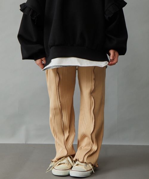 ＆yam（アンドヤム）の「ランダムリブイージーパンツ（その他パンツ・キッズ・パープル/グレー/ブラック/オレンジ/グリーン/ベージュ/ブルー/ホワイト・120-130cm/150-160cm/110-120cm/130-140cm/140-150cm）」の8枚目の写真