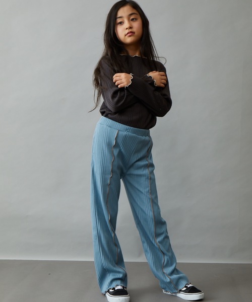 ＆yam（アンドヤム）の「ランダムリブイージーパンツ（その他パンツ・キッズ・パープル/グレー/ブラック/オレンジ/グリーン/ベージュ/ブルー/ホワイト・120-130cm/150-160cm/110-120cm/130-140cm/140-150cm）」の16枚目の写真