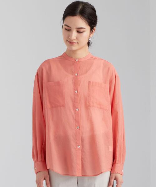 green label relaxing（グリーンレーベルリラクシング）の「SC コットン ボイル バンドカラー シャツ（シャツ/ブラウス・レディース・ライトブルー/ピンク/ライム/モカ・FREE）」の11枚目の写真