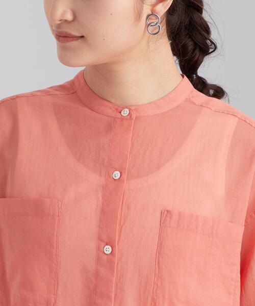 green label relaxing（グリーンレーベルリラクシング）の「SC コットン ボイル バンドカラー シャツ（シャツ/ブラウス・レディース・ライトブルー/ピンク/ライム/モカ・FREE）」の9枚目の写真