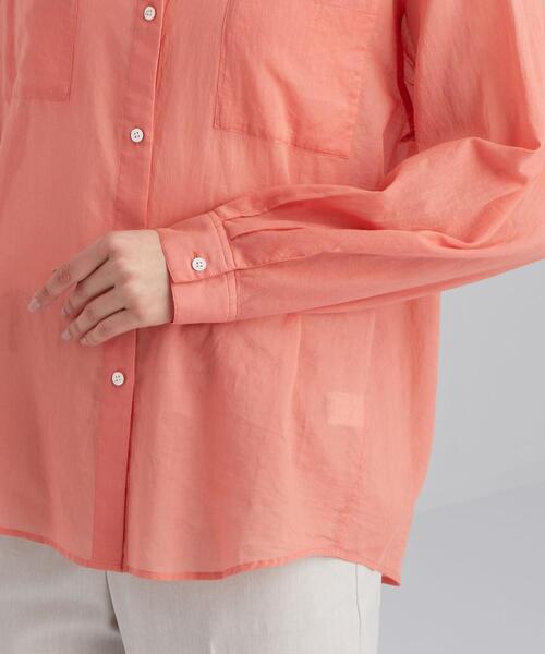 green label relaxing（グリーンレーベルリラクシング）の「SC コットン ボイル バンドカラー シャツ（シャツ/ブラウス・レディース・ライトブルー/ピンク/ライム/モカ・FREE）」の7枚目の写真