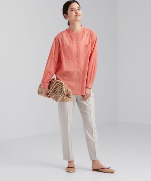 green label relaxing（グリーンレーベルリラクシング）の「SC コットン ボイル バンドカラー シャツ（シャツ/ブラウス・レディース・ライトブルー/ピンク/ライム/モカ・FREE）」の16枚目の写真