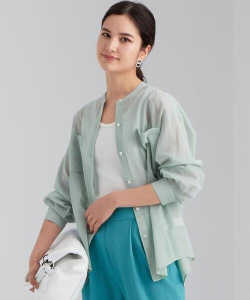 green label relaxing（グリーンレーベルリラクシング）の「SC コットン ボイル バンドカラー シャツ（シャツ/ブラウス・レディース・ライトブルー/ピンク/ライム/モカ・FREE）」の15枚目の写真