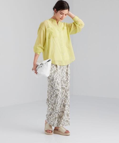 green label relaxing（グリーンレーベルリラクシング）の「SC コットン ボイル バンドカラー シャツ（シャツ/ブラウス・レディース・ライトブルー/ピンク/ライム/モカ・FREE）」の10枚目の写真