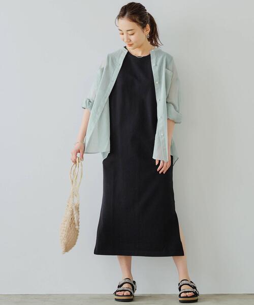 green label relaxing（グリーンレーベルリラクシング）の「SC コットン ボイル バンドカラー シャツ（シャツ/ブラウス・レディース・ライトブルー/ピンク/ライム/モカ・FREE）」の6枚目の写真