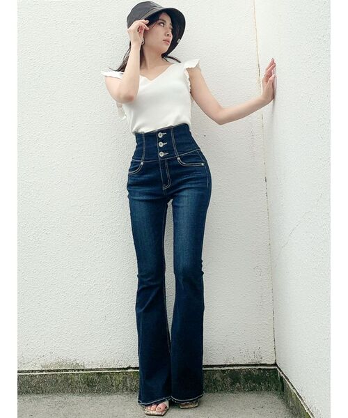 GYDA(ジェイダ)の「フリルノースリーブニット TOPS(ニット/セーター・レディース・オフホワイト/ブラック/ライトグリーン・FREE)」の13枚目の写真