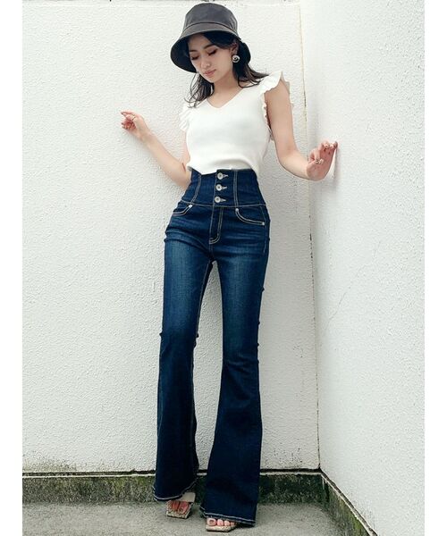 GYDA（ジェイダ）の「フリルノースリーブニット TOPS（ニット