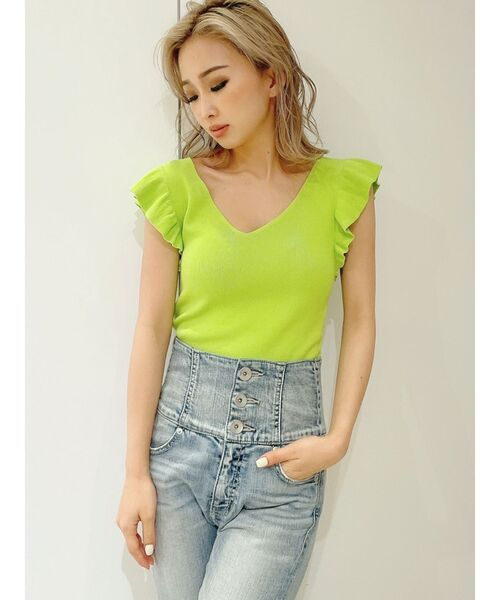 GYDA（ジェイダ）の「フリルノースリーブニット TOPS（ニット