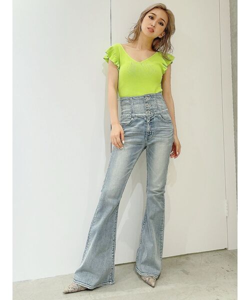 GYDA(ジェイダ)の「フリルノースリーブニット TOPS(ニット/セーター・レディース・オフホワイト/ブラック/ライトグリーン・FREE)」の16枚目の写真
