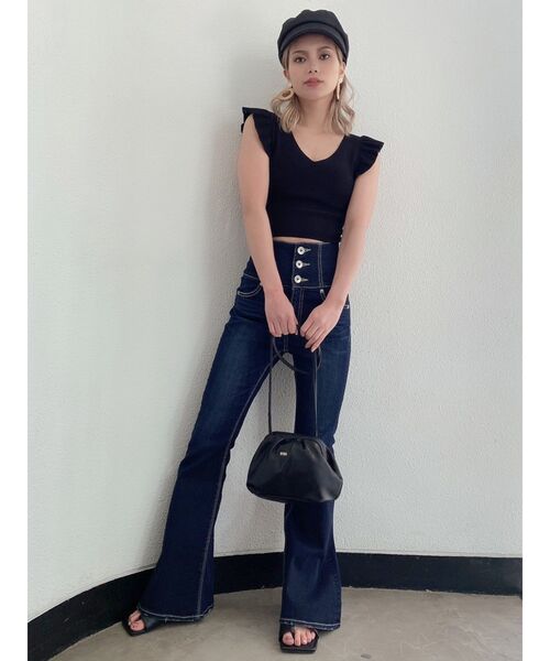 GYDA(ジェイダ)の「フリルノースリーブニット TOPS(ニット/セーター・レディース・オフホワイト/ブラック/ライトグリーン・FREE)」の17枚目の写真