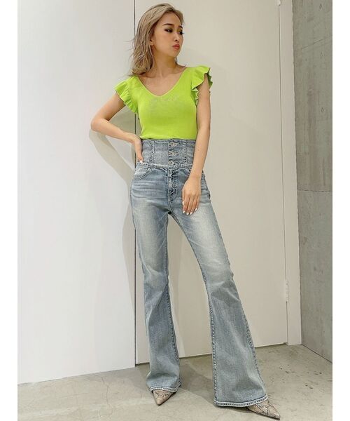 GYDA（ジェイダ）の「フリルノースリーブニット TOPS（ニット