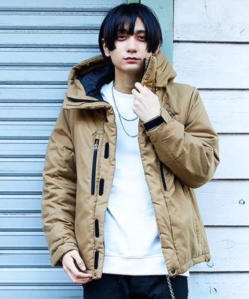 BASQUE magenta（バスクマゼンタ）の「Kappa/カッパ 別注 ウールライク ジップアップ エコダウン フードブルゾン（ブルゾン・メンズ・ブラック/ネイビー/オリーブ/ベージュ系その他・M）」の2枚目の写真