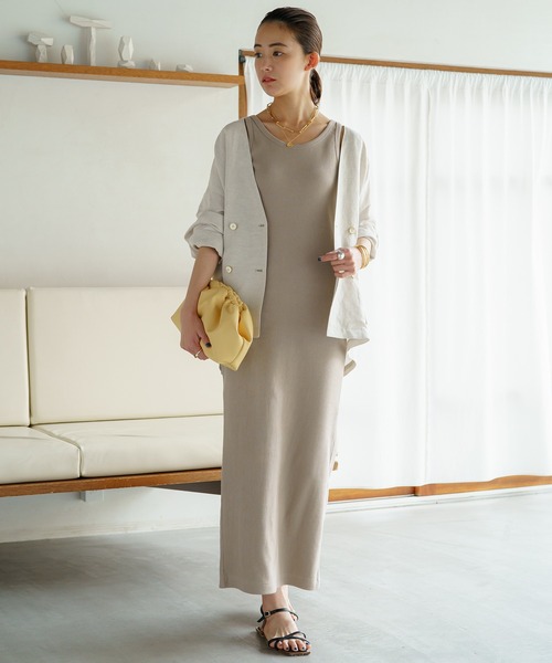 LOUNGEDRESS（ラウンジドレス）の「アメスリタンクワンピース（ワンピース・レディース・ブラック/ベージュ・FREE）」の9枚目の写真