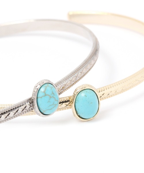 BAYFLOW(ベイフロー)の「ターコイズフウバングル(バングル/リストバンド・レディース・ライトグレー/イエロー・FREE)」の4枚目の写真