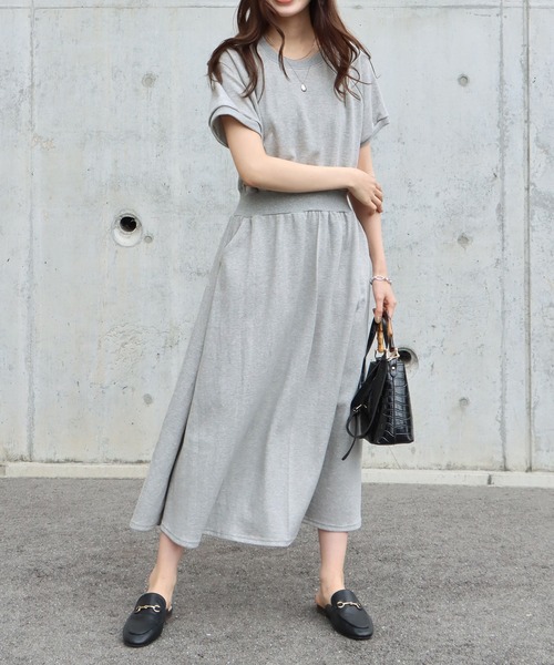 BLUEEAST（ブルーイースト）の「パフスリーブ半袖スウェットワンピース（ワンピース・レディース・ブラック/グレー/ピンク/ブルー/カーキ/ネイビー・MEDIUM）」の16枚目の写真