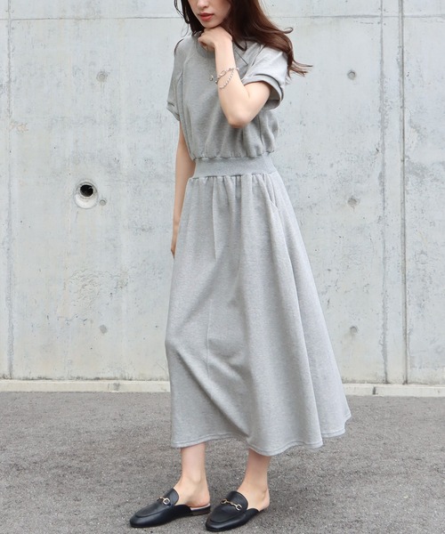 BLUEEAST（ブルーイースト）の「パフスリーブ半袖スウェットワンピース（ワンピース・レディース・ブラック/グレー/ピンク/ブルー/カーキ/ネイビー・MEDIUM）」の20枚目の写真