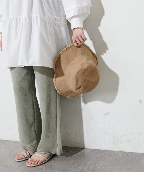 DISCOAT（ディスコート）の「フリンジツイルバケットハット（ハット・レディース・オフホワイト/ブラック/サンドベージュ・FREE）」の5枚目の写真