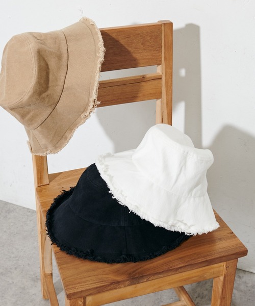 DISCOAT（ディスコート）の「フリンジツイルバケットハット（ハット・レディース・オフホワイト/ブラック/サンドベージュ・FREE）」の7枚目の写真