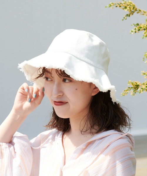 DISCOAT（ディスコート）の「フリンジツイルバケットハット（ハット・レディース・オフホワイト/ブラック/サンドベージュ・FREE）」の8枚目の写真