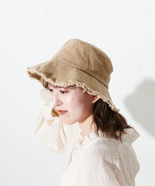 DISCOAT（ディスコート）の「フリンジツイルバケットハット（ハット・レディース・オフホワイト/ブラック/サンドベージュ・FREE）」の9枚目の写真