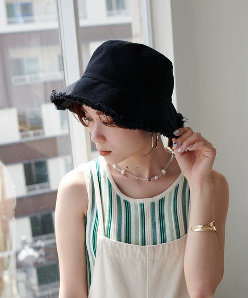 DISCOAT（ディスコート）の「フリンジツイルバケットハット（ハット・レディース・オフホワイト/ブラック/サンドベージュ・FREE）」の15枚目の写真