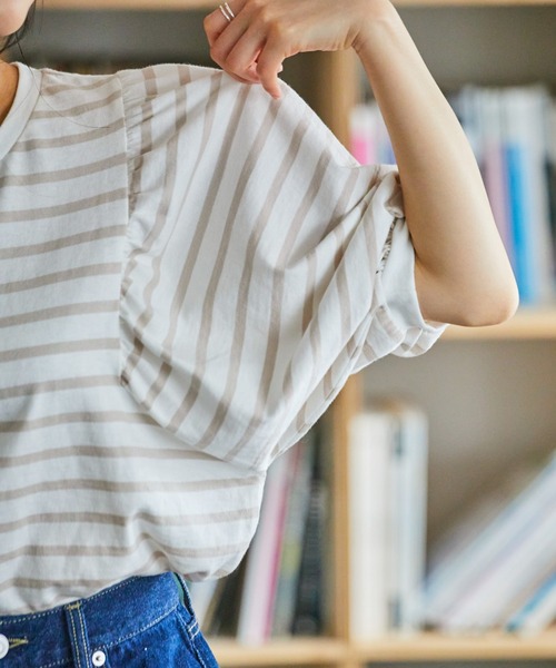 WEGO（ウィゴー）の「WEGO/ボーダーボリュームパフT（Tシャツ/カットソー・レディース・ブラック系その他5/ベージュ系その他5/イエロー系その他6・FREE）」の15枚目の写真