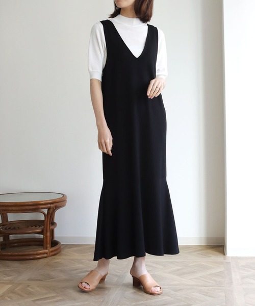 HER CLOSET（ハークローゼット）の「【cheriella】深Vネックカットソーマーメイドワンピース（ワンピース・レディース・ライトグレー/ブラック・M）」の15枚目の写真