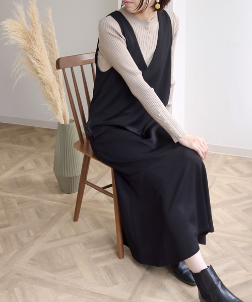 HER CLOSET（ハークローゼット）の「【cheriella】深Vネックカットソーマーメイドワンピース（ワンピース・レディース・ライトグレー/ブラック・M）」の21枚目の写真