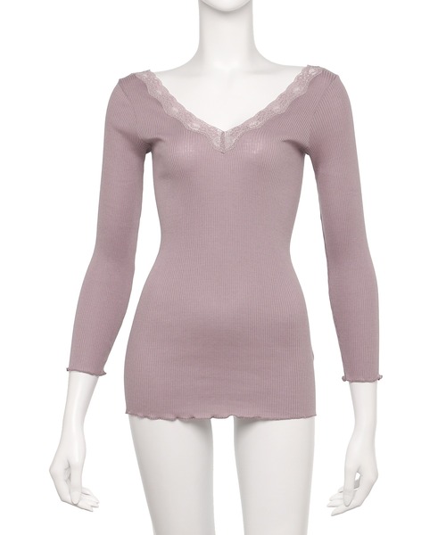 Chut！ INTIMATES（シュットインティメイツ）の「【綿70％ シルク30％】コットンシルク Vネック インナー (C165)（その他アンダーウェア/インナー・レディース・ライトベージュ/ピンクベージュ/モーブ系/カーキ/ダークブラウン/ブラック/チャコールグレー/ライトグレー/ライトブルーグレー/パープル・M/L）」の19枚目の写真